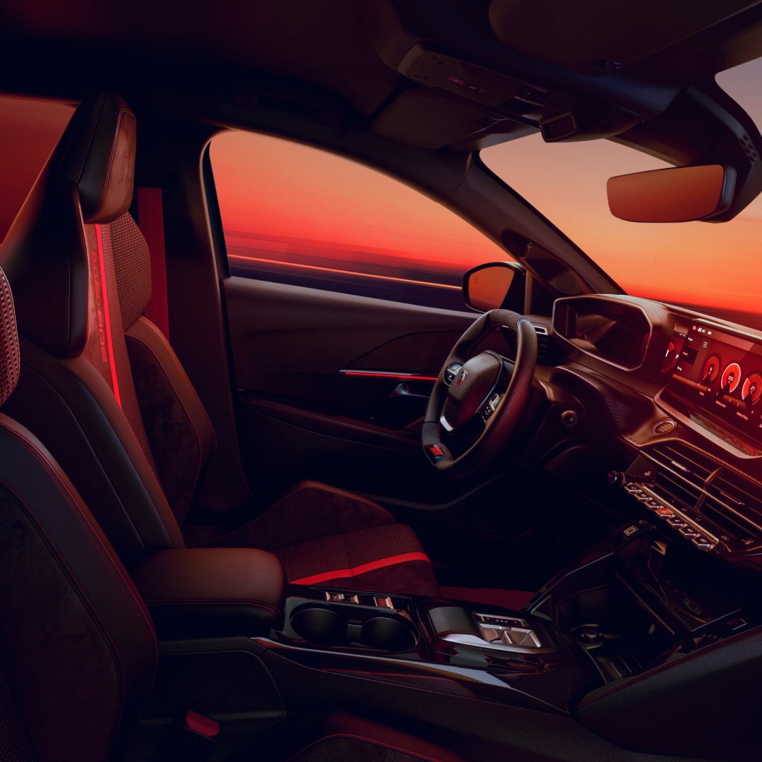 Détail du siège de la nouvelle PEUGEOT E‑208 GTi