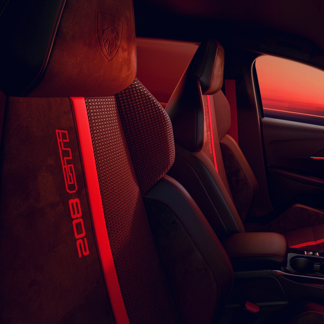 Détail du siège de la nouvelle PEUGEOT E‑208 GTi